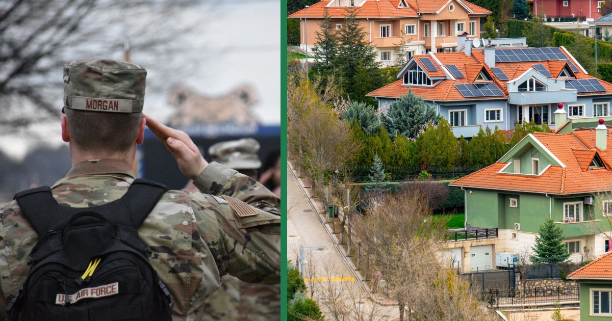 A single-family home with a white picket fence — the kind of property a service member can house-hack